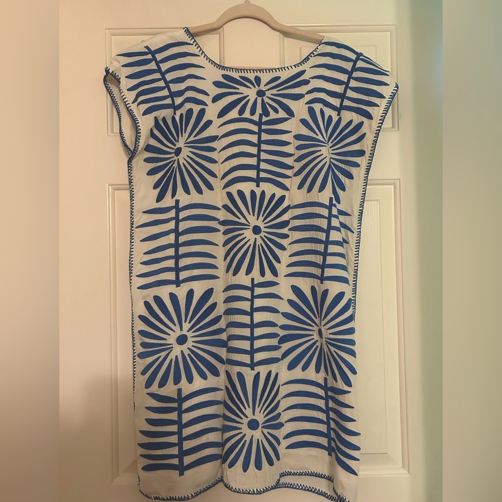 J. Marie The Ava Dress - Small Embroidered Blue and White dress